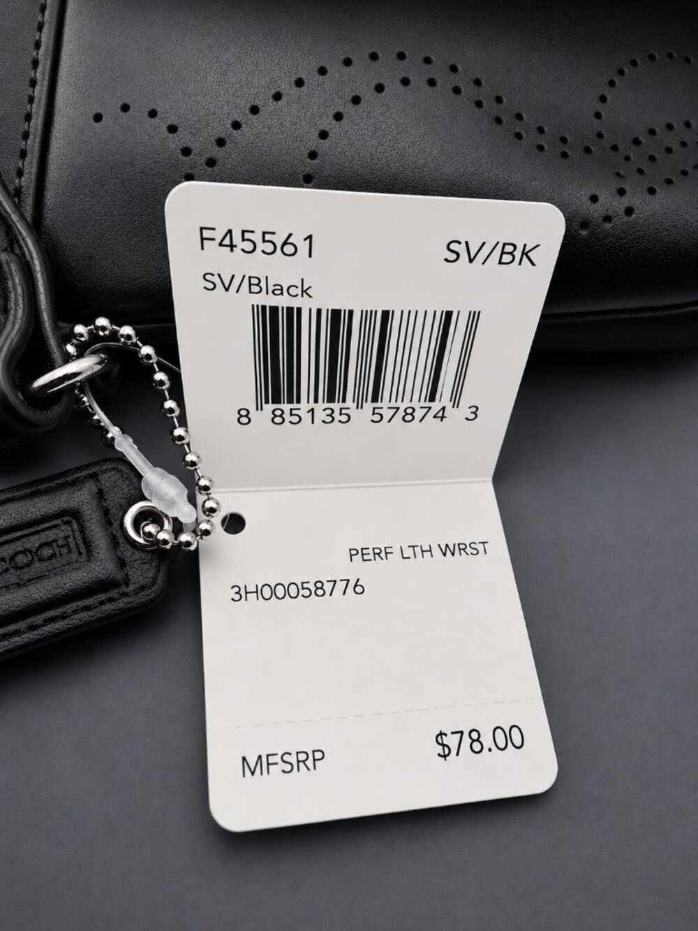 COACH Black Perforated Leather Signature C Logo Wristlet Wallet with Hang Tag! - Picture 5 of 8
